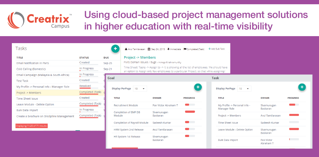 Using cloud-based project management solutions in higher education with real-time visibility